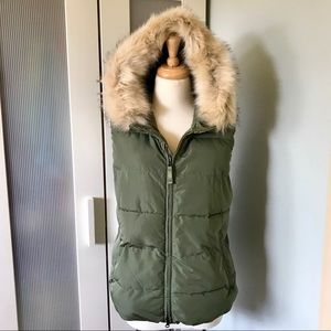GAP Army Green Hooded Puffer Vest NWOT